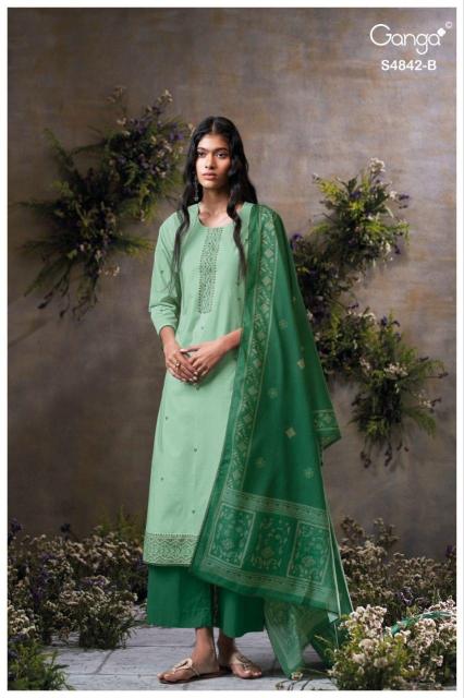 Ganga jazira 4842 wholesale cotton work dress material
